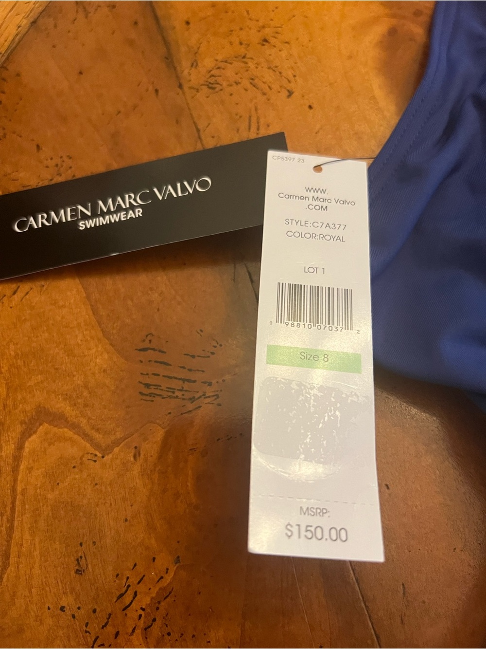 Women’s One-Piece Swimsuit - Royal Blue with White Accent Carmen-Mark Valvo - Picture 9 of 10